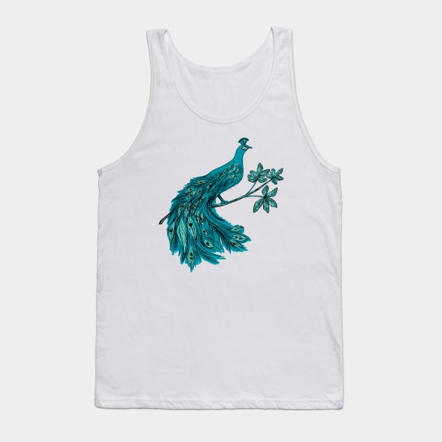 Turquoise Peacock Tank Top by SWON Design